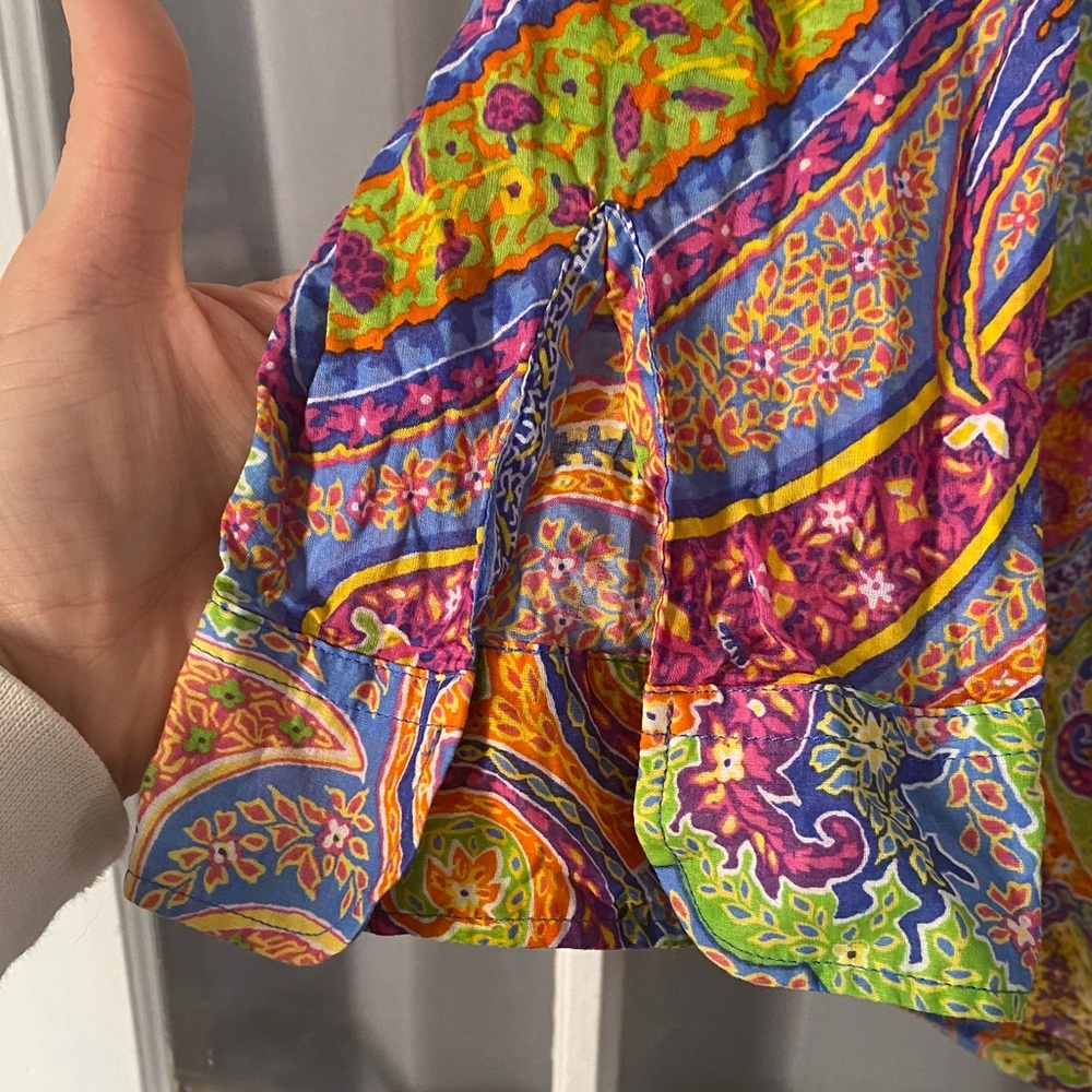 Lauren Ralph Lauren Colorful Paisley Light Weight Button-Up Shirt Blouse Top - Picture 6 of 7